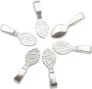 200 Shiny Silver Glue-On Jewelry Bails for Pendant Making, Glass Tiles, Scrabble