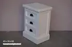 SHEBA HAMPTONS STYLE BEDSIDE TABLE/NIGHTSTAND 3 DRAWERS WHITE/NATURAL
