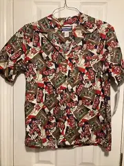 Vintage Pendleton Red Blue Knockabout Cotton Golf Novelty Print Size 10 NWT