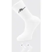 Mens White 2 Pack Man Script Sport Sock