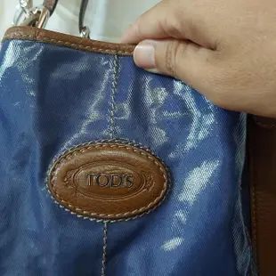 專櫃二手近新真品義大利製 TOD’S G-Bag 漆亮帆布 水桶型肩背包