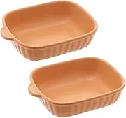 Nakashima Dish Au Gratin Dish, Stylish, Time-saving, Oven Cooking, Half Size, Toaster Oven Dish (Almond, Set of 2)