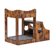 Pet Bunk Bed with Stairs and Storage - Double Decker Window Perch for Pets