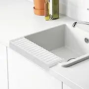 Sink Edge Splash Guard, Silicone Protector With Versatile Cuttable Slant Design, Faucet Mat for Water, Kitchen Sink Guard (White)