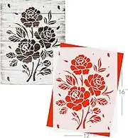 GSS Designs Reusable Rose Stencils for Painting on Wood Fabric,DIY Art Craft Stencils for Home Decor - Large Flowers Stencil