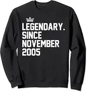 [X.Style] Retro Legendary Since November 2005 18th Birthday 18 Year Sweatshirt ds1395 Sweater (S) Black