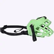 HangYa Fluorescent Green Dog Muzzle, XXL, TPR, Adjustable, Breathable, Prevents Biting, Barking, Accidentally Eating, Nighttime Luminescence, Reflective Strip Design