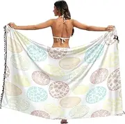 [RPLIFE] Pastel Easter Eggs White Swimsuit Coverup Sarong Tassel Beach Sarong Wraps for Women, Large, Pastel Easter Eggs White, Medium
