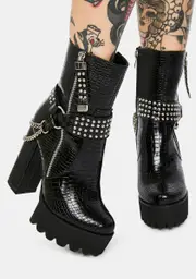 [AZALEA WANG] Brax Chain Croc Platform Boots