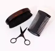 Men's Shaving Brush Scissor Portable Durable 3pcs/Set Beard Grooming Supplies