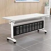 Conference Table On Casters, Multifunctional Rectangular Movable Training Table, One-touch Side Flip, Free Splicing Can Be Used As A Conference Table, Training Table Rectangular Table(140*50cm/55.1*19