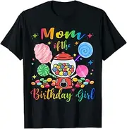 [X.Style] MOM of The Birthday Girl Sweet Candy Birthday Party Theme ds791 T-Shirt (M) Black