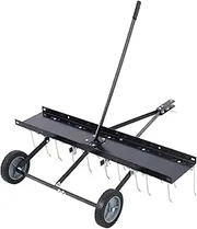 40-Inch Lawn Sweeper Tow Behind Dethatcher, Landscape Rake, Lawn Tractor Rake, Tine Tow Dethatcher Pull Behind Mower, Riding Lawn Mower Attachments for Outdoor Yard Tools Lawn Care