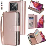 For OnePlus ACE Pro Wallet Case 9 Card Zipper Slots Kickstand Flip Leather Case