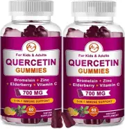 (2 Pack) Quercetin Gummies with Bromelain, Elderberry, Zinc and Vitamin C - Chew
