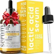 Lactic Acid 7% + AHA 5% Serum for Face 1 oz - A Mild Lactic Acid Superficial Peeling Formulation Brightening Boost with Renewing Formula - Scars, Acne, Wrinkles - Exfoliates and Moisturizes the Skin