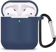 for Apple AirPods 1/2nd Silicone Waterproof Case Shock Proof Protecitive Cover with Keychain,Resistant Cover Case for Apple AirPods,iPhone XR/XS/XS MAX (Blue)