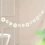 Party Decorations 1Set Daisy Banners Birthday Party Burlap White Flower Garland Daisy Flag Baby Shower Wedding Party Bunting Decorations (Color : Banner)