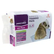 150pc Paws & Claws 56x56cm Pet Dog Puppy Training Pads Toilet Absorbent Pad Blue