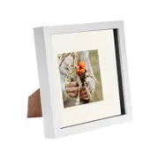 Nicola Spring 8 x 8 3D Shadow Box Photo Frame - Craft Display Picture Frame with 4 x 4 Mount - Glass Aperture - White