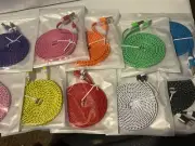 6FT FLAT NYLON BRAIDED data charger cable FOR MICRO-C TYPE REVERSIBLE PIN phones