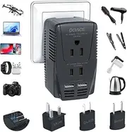 DOACE 2018 Upgraded C11 2000W Voltage Converter for Hair Dryer, Hair Straightener, Flat Iron, Set Down 220V to 110V International Travel Transformer with 2-Port USB Charging, UK/AU/US/EU Plug Adapter