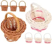 Vaguelly 8pcs Rattan Shopping Basket Hamper Small Picnic Basket Mini Craft Basket Floral Craft Container Mini Weaving Baskets Imitation Rattan Mini Basket Small Woven Baskets Bamboo