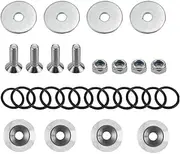 Bumper Quick Release, Trunk Front Rear Bumper Fasteners, Quick Release Tabs with O Rings and Screws, Aluminum Band Fenders Clip Kits, Auto Exterior Accessories Universal for Most Cars (Silver)