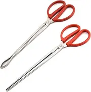 Crab Tongs for Live Crabs, Set of 2 Multi-Function Clip Scissor Tongs Anti-Slip Clamp Rubbish Tong Kitchen Tongs for Cooking BBQ Grilling Seafood Clip - Bend & Straight, 15-Inch Long