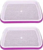Double Layer Hydroponics Flower Plant Seed Germination Tray Seedling Tray Seed Nursery Pot Purple High Quality Plastic Durable for Hydroponics Gardening 2Pcs Set