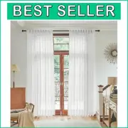 Stylish Linen Blend Back Tab Curtains 108 Inches Long - Light Filtering Elegance