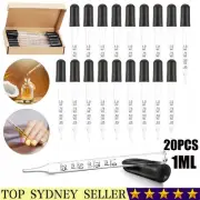20Pcs/Box 1ML Glass Scale Dropper Rubber Head Scale Pipette Dropper Bottle Straw