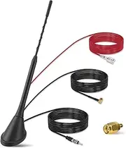 Nelawya DAB/DAB+ Antenna Car Digital Radio FM/AM Combi Roof Antenna Car Antenna with Amplifier with SMB/SMA Plug DIN Adapter Car Radio Vehicle Splitter Amplifier with 5 m Cable