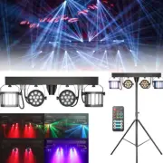 DJ Professional 4-Par Stage LEDs Lights Band DMX System & Stand Remote Control