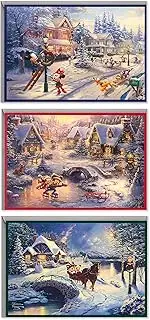Hallmark Thomas Kinkade Boxed Christmas Cards Assortment, Mickey Mouse (3 Designs, 24 Christmas Cards with Envelopes), 5XPX1034