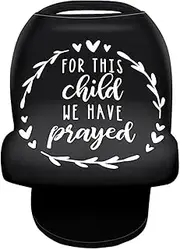Terriboo Nursing Cover for Newborn Breastfeeding Multi Use Infant Stroller Canopy Unisex Baby Car Seat Cover High Chair Cover Shopping Cart Cover for Baby Boy and Girl (Black Pray)