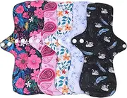 BCOATH Menstrual Pads 6pcs Set Large Size Reusable Sanitary Napkins for Moderate Flow Wings Button Comfortable