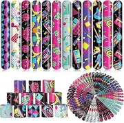 60 Pcs Slap Bracelets Autism Awareness Theme Party Favors Decorations Slap Wristbands Puzzles Theme Bracelet Snap Bands Snap Bracelets for Kids Adults Classroom Prize Birthday Gift (Retro Style)