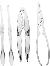 SHERCHPRY 4pcs Small Crab Lobster Crackers, Small Seafood Tools, Stainless Steel Crab Forks, Seafood Meat Tools Home Kitchen Parties Tools (Assorted Color)