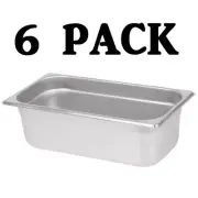 6 PACK 1/3 Size Stainless Steel Steam Prep Table Commercial Food Pan 4" Deep
