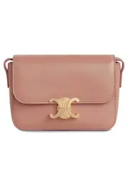 Celine Nano Triomphe Bag in Shiny Calfskin Antique Rose