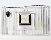 Waterford Crystal Large Curved Wavelength Clock Desk/Mantle Ribbed Ireland New