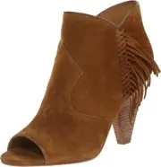 INDIGO Irfume Southwestern Suede Fringe Stacked Heel Booties Ankle Boots *7.5*