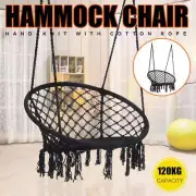 AU Hammock Chair Macrame Cotton Swing Bed Relax Outdoor Hanging Indoor Black