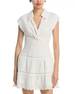 Alice and Olivia Mila Eyelet Deep V Neck Dress