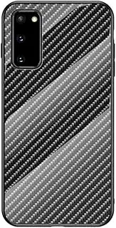 IVY Carbon Fiber Texture Armoured Glass Case for Samsung Galaxy S20 Carbon Fiber Cover - Black