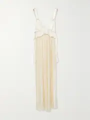 [Chloé] Chloé - Pearl-embellished Pleated Silk Gown - White - FR 36 FR 36 White