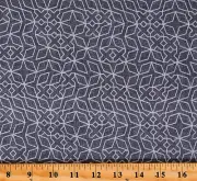 Cotton Geometric Shapes Patterned Metallic Gray Fabric Print by the Yard D502.56
