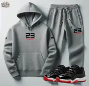 Grey Sweatsuit Hoodie Joggers Men's 23 Legend Tracksuit To Match Jordan 11 Bred