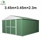 Garden 2.3mH Shed Tools Storage Gable Roof Steel Garage Shed Workshop Green